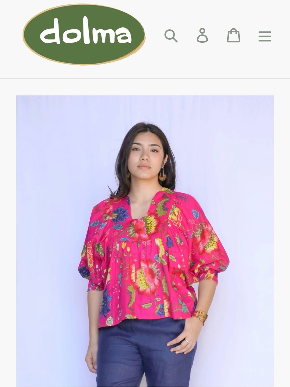Dolma Anjou Floral 100% Cotton Top in Fuchsia One Size